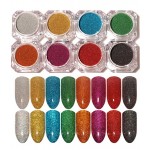 Set 12 cutiute cu sclipici extra fin Holografic, color pentru unghii Cod DC019